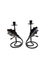 Pair of Iron Oak Leaf and Acorn Candlesticks