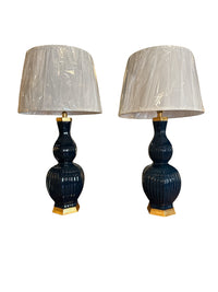 Pair of Navy Delft Lamps
