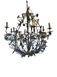 Circa 1800s Large Floral Bronze Chandelier
