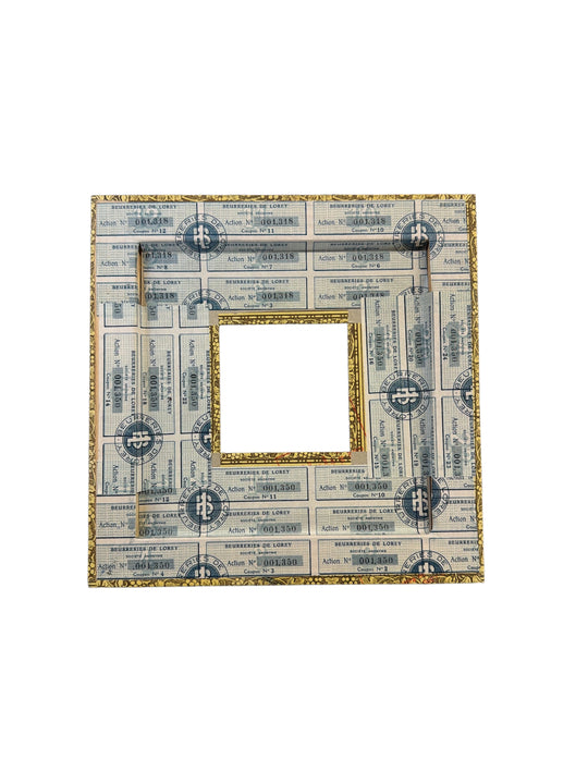 Handcrafted Marbled & Vintage Paper Decoupaged Frame