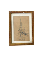 Set of 8 Framed Nautical Pencil Sketches by O. Ricci Candida