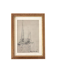 Set of 8 Framed Nautical Pencil Sketches by O. Ricci Candida