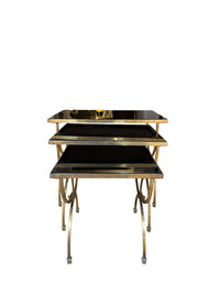 Brass and Smoked Glass Nesting Tables