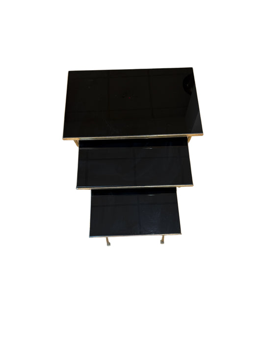 Brass and Smoked Glass Nesting Tables