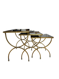 Brass and Smoked Glass Nesting Tables