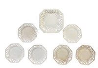 Set of 7 Octagonal Reticulated Creamware Plates & Bowl