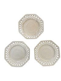 Set of 7 Octagonal Reticulated Creamware Plates & Bowl