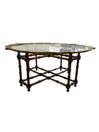 John Widdicomb Vintage Faux Bamboo and Glass top Coffee Table