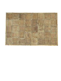 Vintage Rattan Checkered-Top Coffee Table