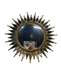 Vintage Moroccan Sunburst Mirror with Antiqued Glass