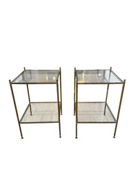 Pair of Brass & Glass Two-Tier Side Tables