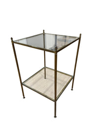 Pair of Brass & Glass Two-Tier Side Tables