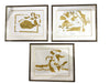 Set of 3 Framed Gold Figurative Abstracts