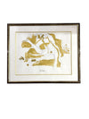 Set of 3 Framed Gold Figurative Abstracts