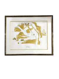 Set of 3 Framed Gold Figurative Abstracts