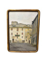 Vintage Framed European Streetscape Oil Painting