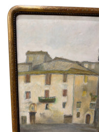 Vintage Framed European Streetscape Oil Painting