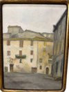 Vintage Framed European Streetscape Oil Painting