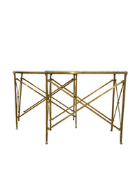 Pair of French Brass and White Marble Directoire Tables