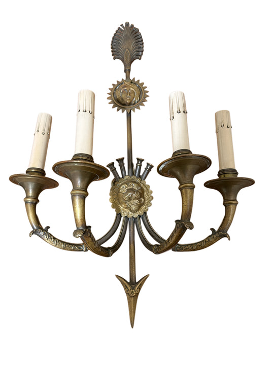 Pair of Brass Neoclassical Sconces