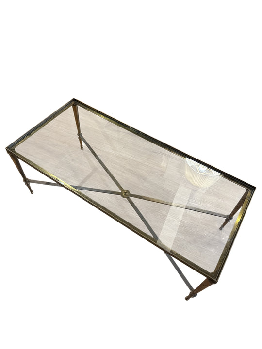 Maison Jansen Brass and Glass Coffee Table