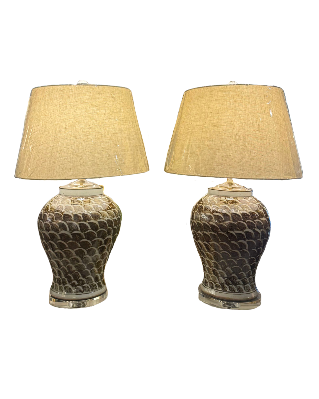 Pair of Brown Fishscale Lamps