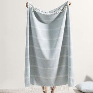 Italian Crystal Blue Montauk Stripe Herringbone Throw