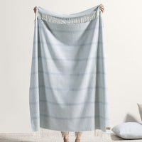 Italian Crystal Blue Montauk Stripe Herringbone Throw