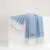 Italian Blue Denim Italian Herringbone Throw