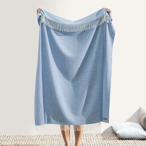 Italian Blue Denim Italian Herringbone Throw