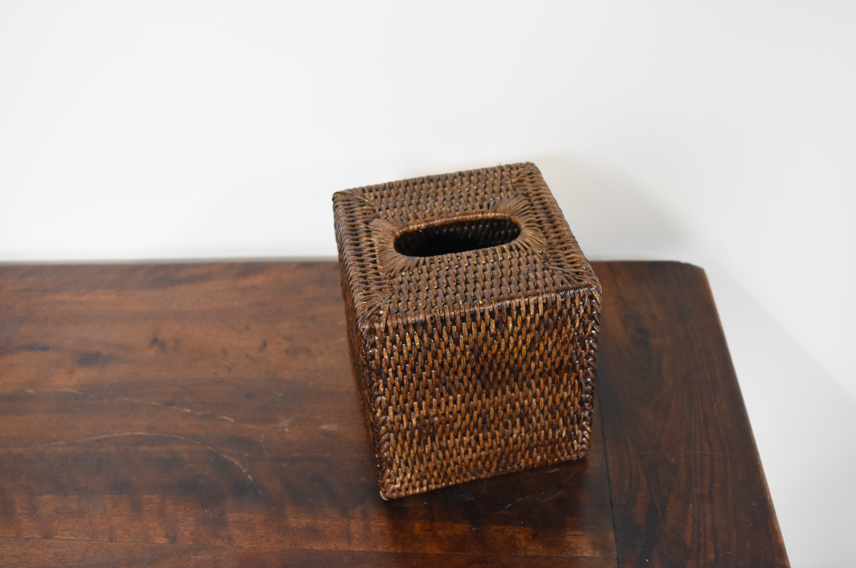 Wicker Tissue Box - Antique Brown