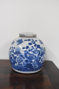 Blue and White Ming Jar with Bird & Flower Motif