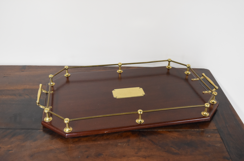Wooden Tray with Brass Gallery