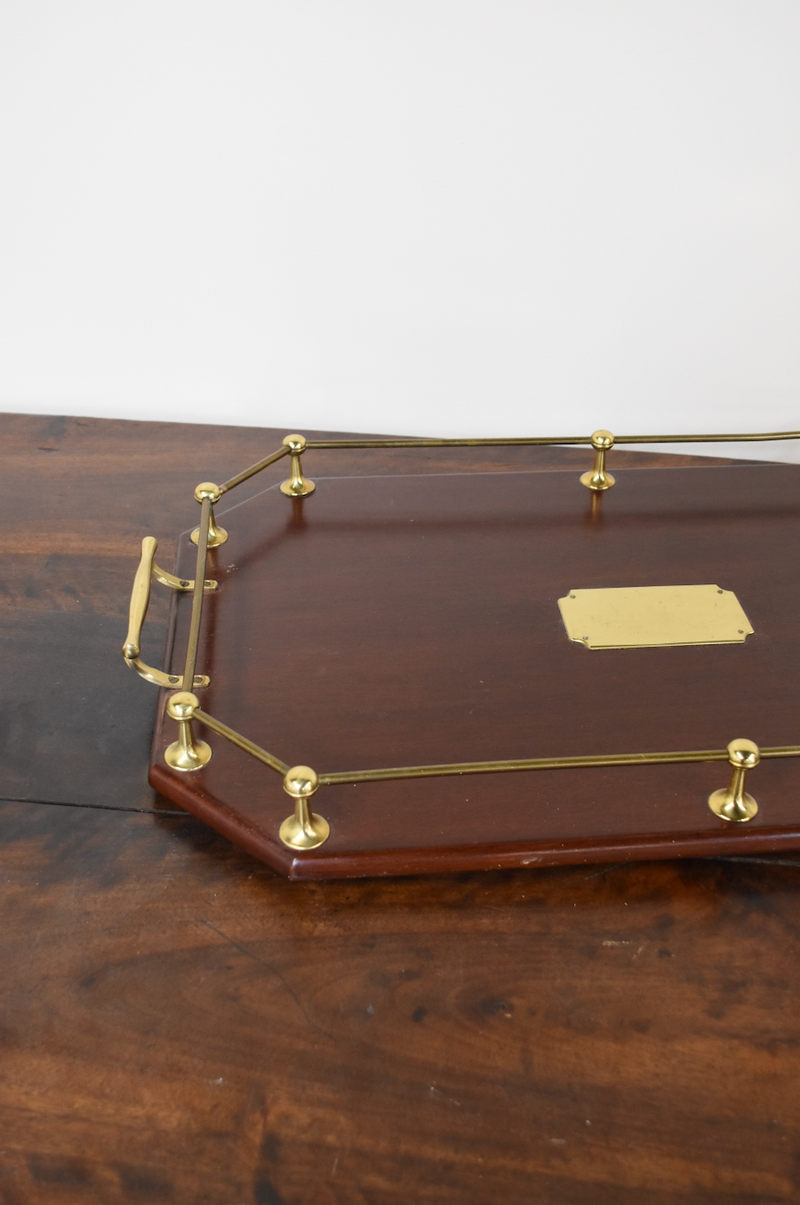 Wooden Tray with Brass Gallery