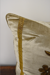 Fawn Velvet Pillow with Gold Embroidery