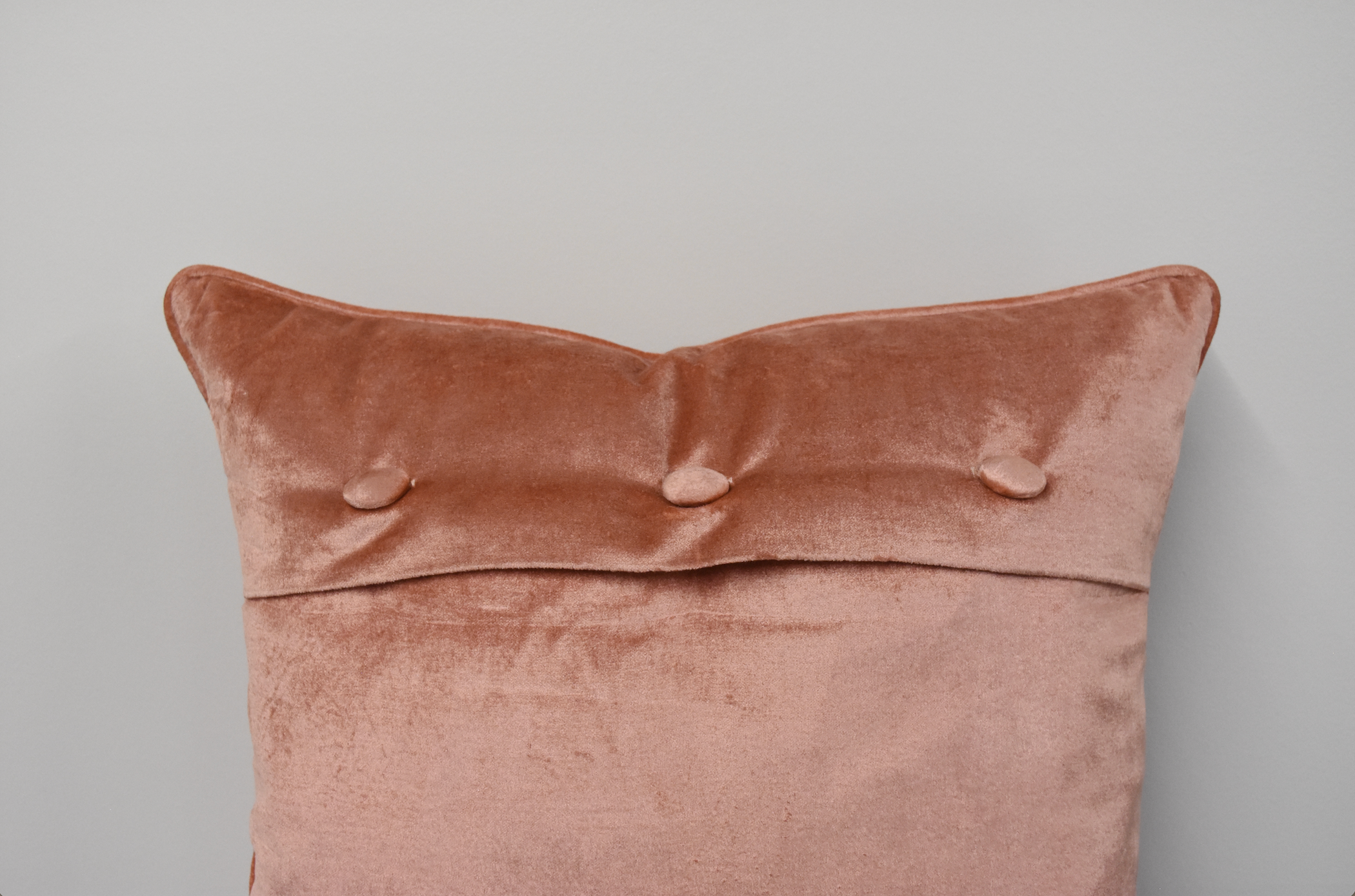 Coral Velvet Pillow with Gold Embroidery