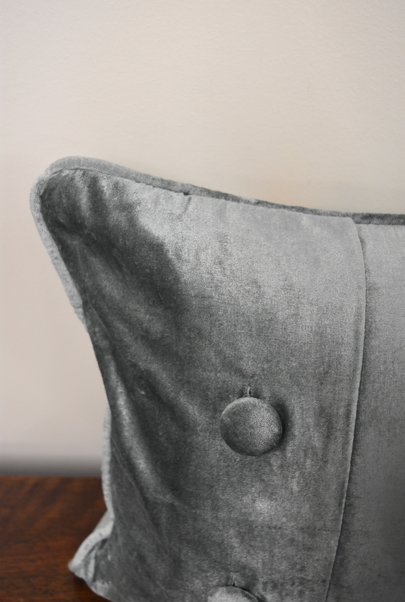 Turquoise Velvet Lumbar Pillow with Gold Floral Embroidery