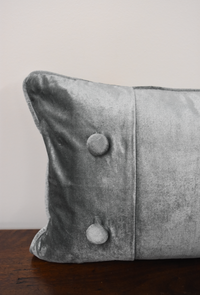 Turquoise Velvet Lumbar Pillow with Gold Floral Embroidery