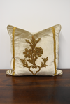 Fawn Velvet Pillow with Gold Embroidery