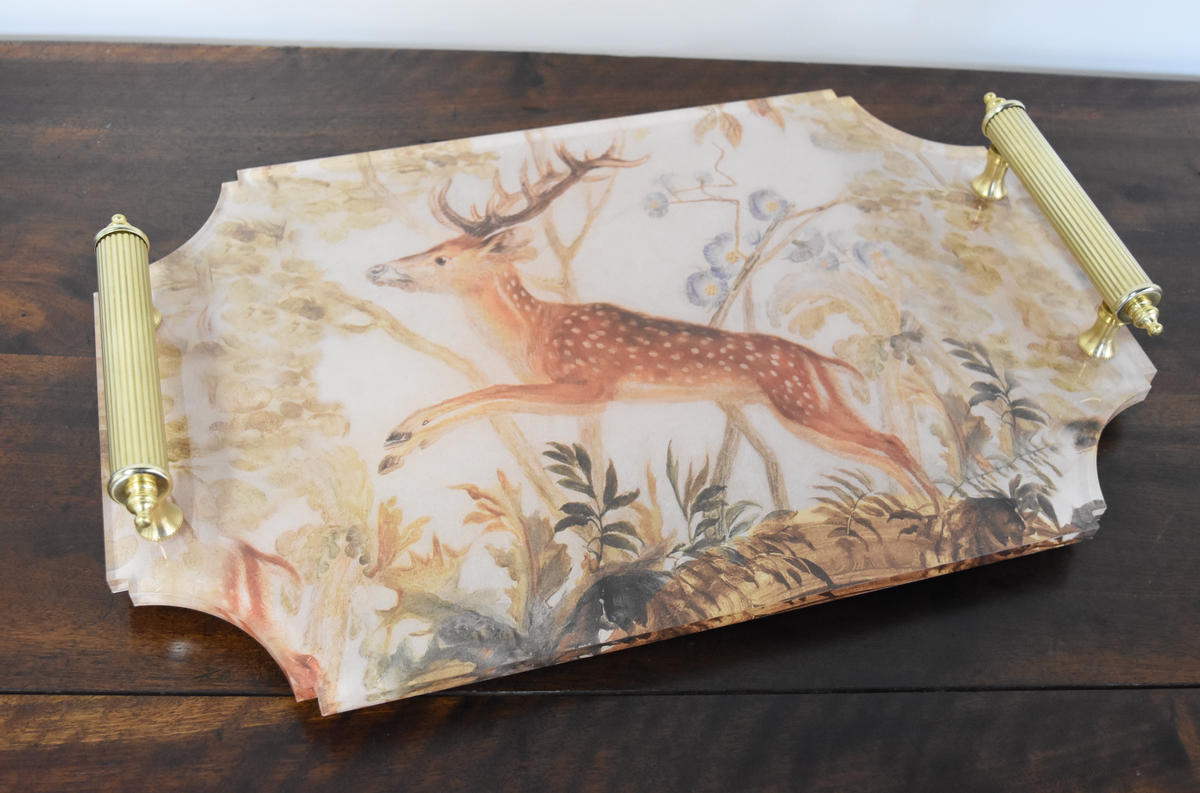 Large Stag Acrylic Tray with Brass Handles