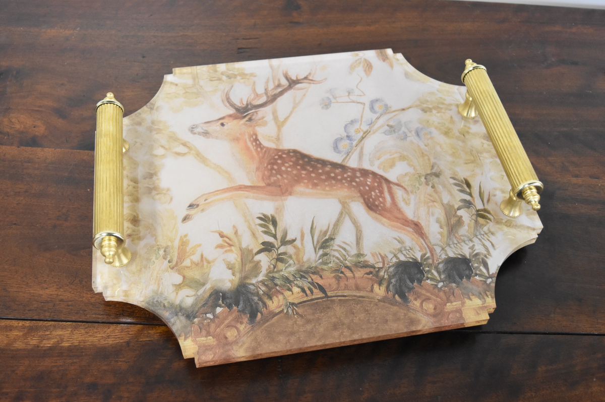 Small Stag Acrylic Tray with Brass Handles