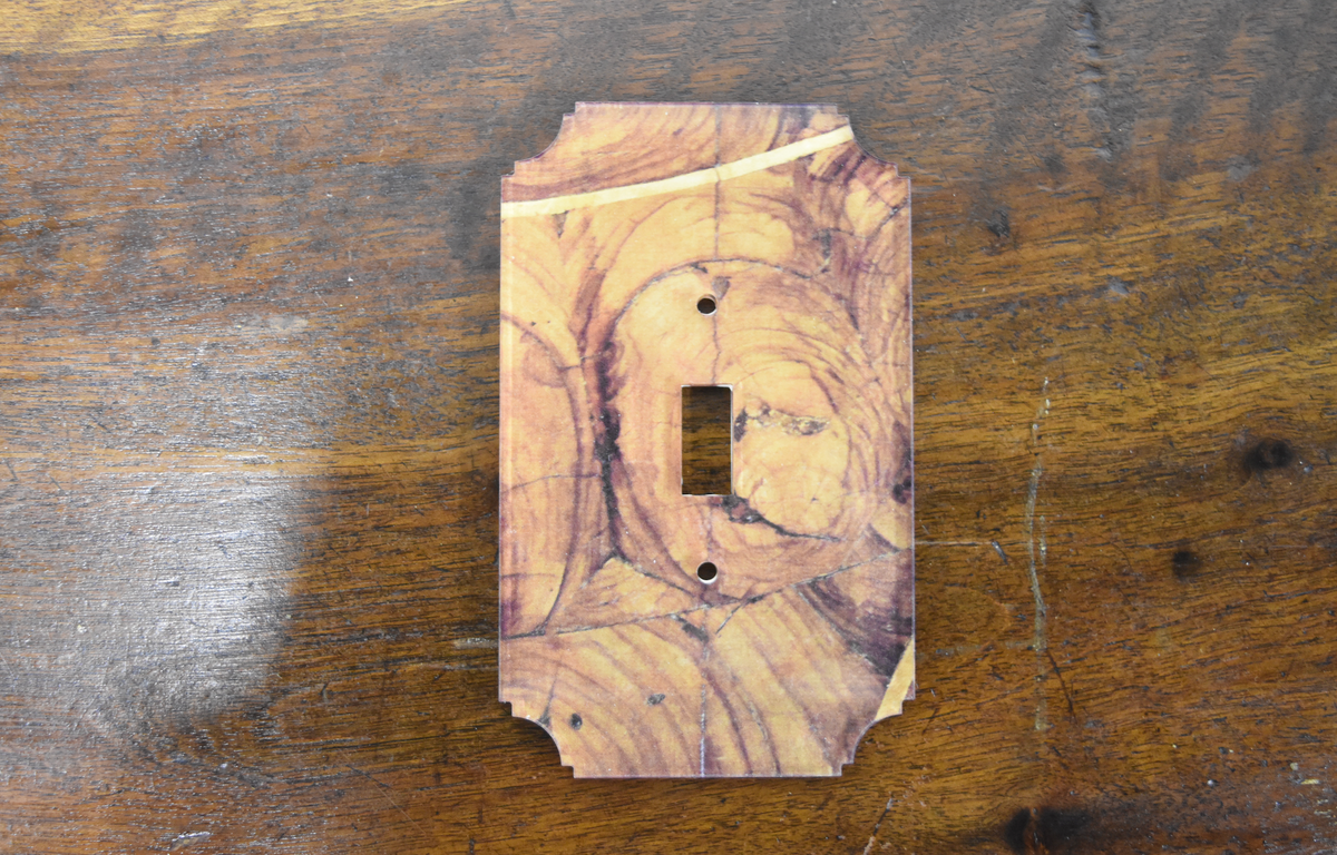 Oyster Wood Printed Single Switch Plate