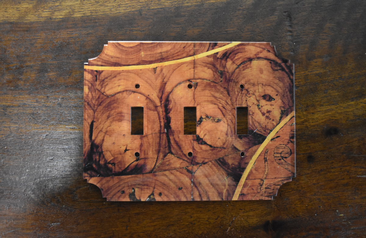 Oyster Wood Printed Triple Switch Plate